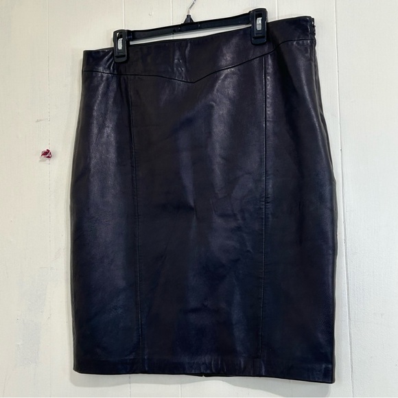 ANTONIO MELANI Soft Black Leather 100% Genuine Leather Pencil Skirt Size Large. - Picture 3 of 13